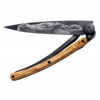 Nůž deejo Black tatto, Warmblood, olive wood, 37g, 1GB140 - Nůž DEEJO - téměř umělecké dílo. Ultralehký skládací nožík s propracovaným designem a možností gravírování.