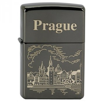 Zapalovač ZIPPO#24756 / 26560, Perague, Black Polished Chrome - s gravírováním